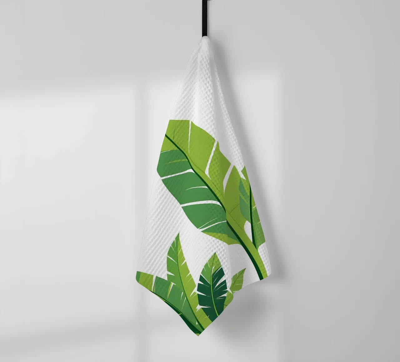 Section of banana leaf shape tea towel by Botanical Gallery
