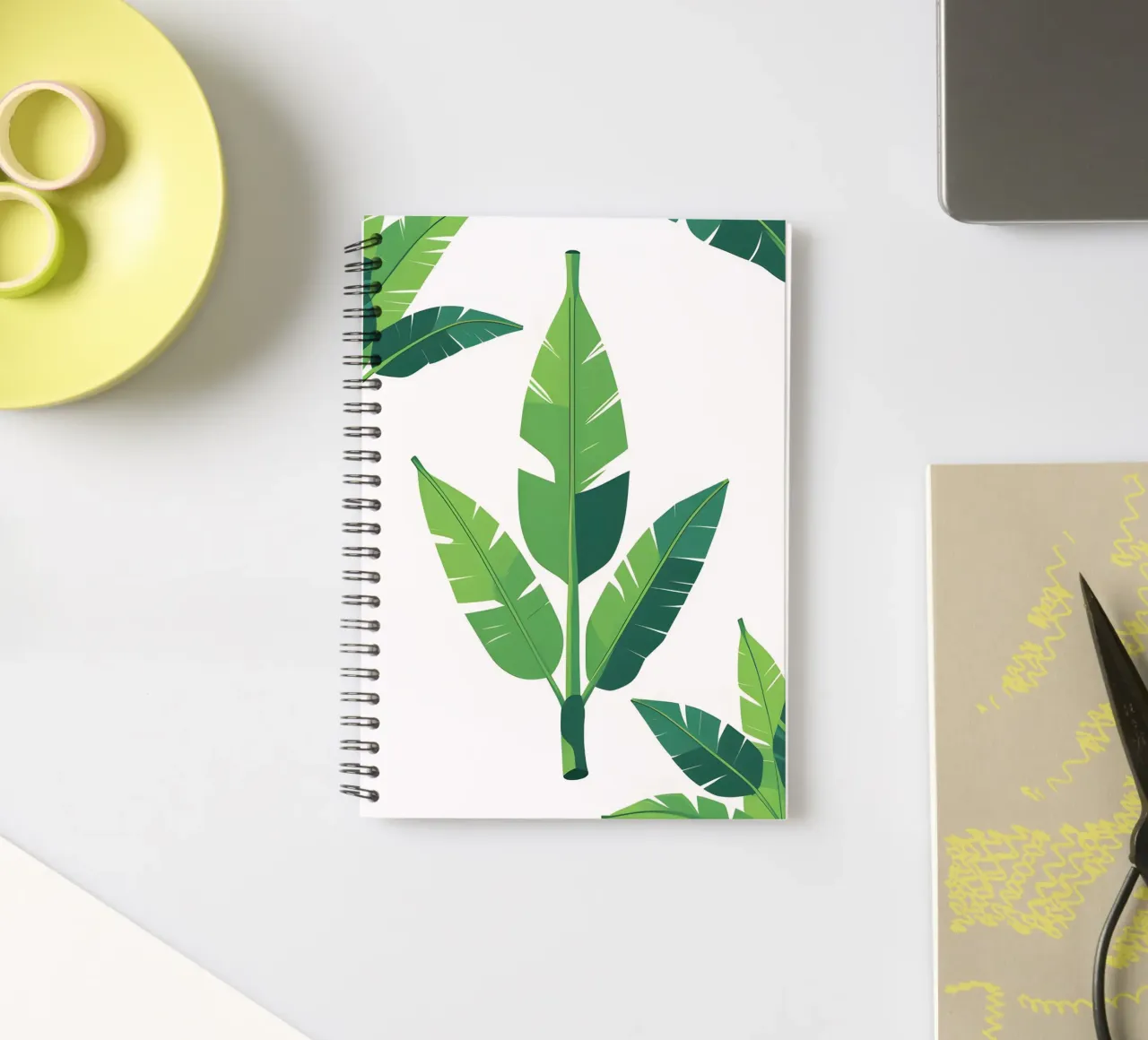 Section of banana leaf shape spiral notebook by Botanical Gallery
