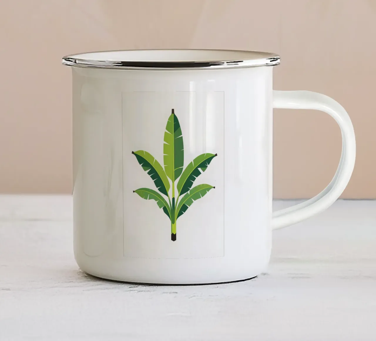 Section of banana leaf shape enamel mug by Botanical Gallery