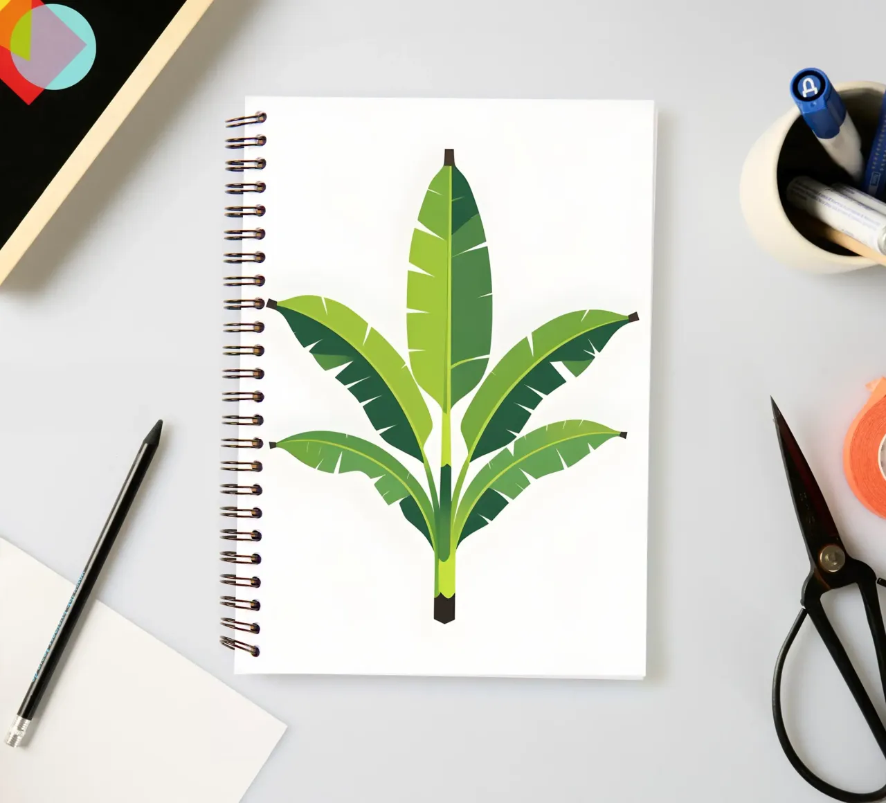 Section of banana leaf shape spiral notebook by Botanical Gallery