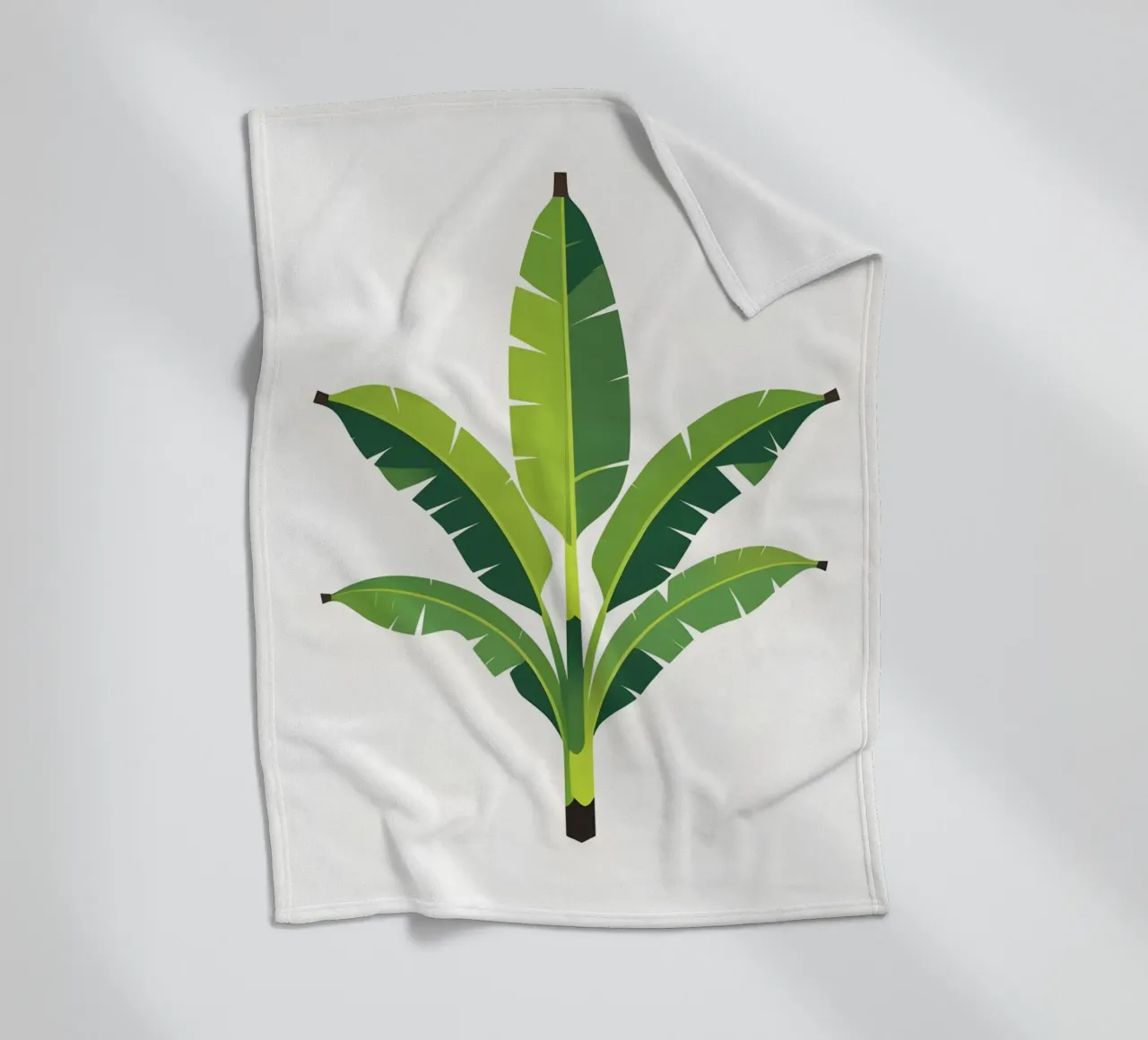 Section of banana leaf shape fleece blanket by Botanical Gallery