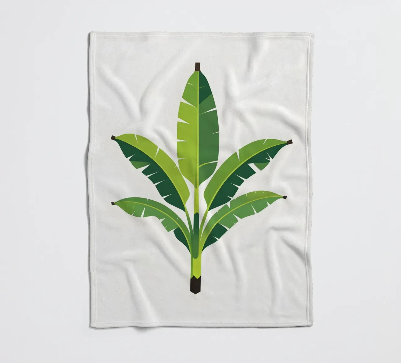 Section of banana leaf shape fleece blanket by Botanical Gallery