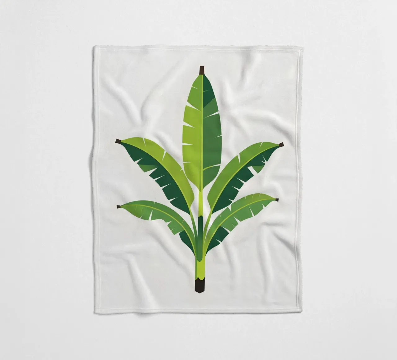 Section of banana leaf shape fleece blanket by Botanical Gallery