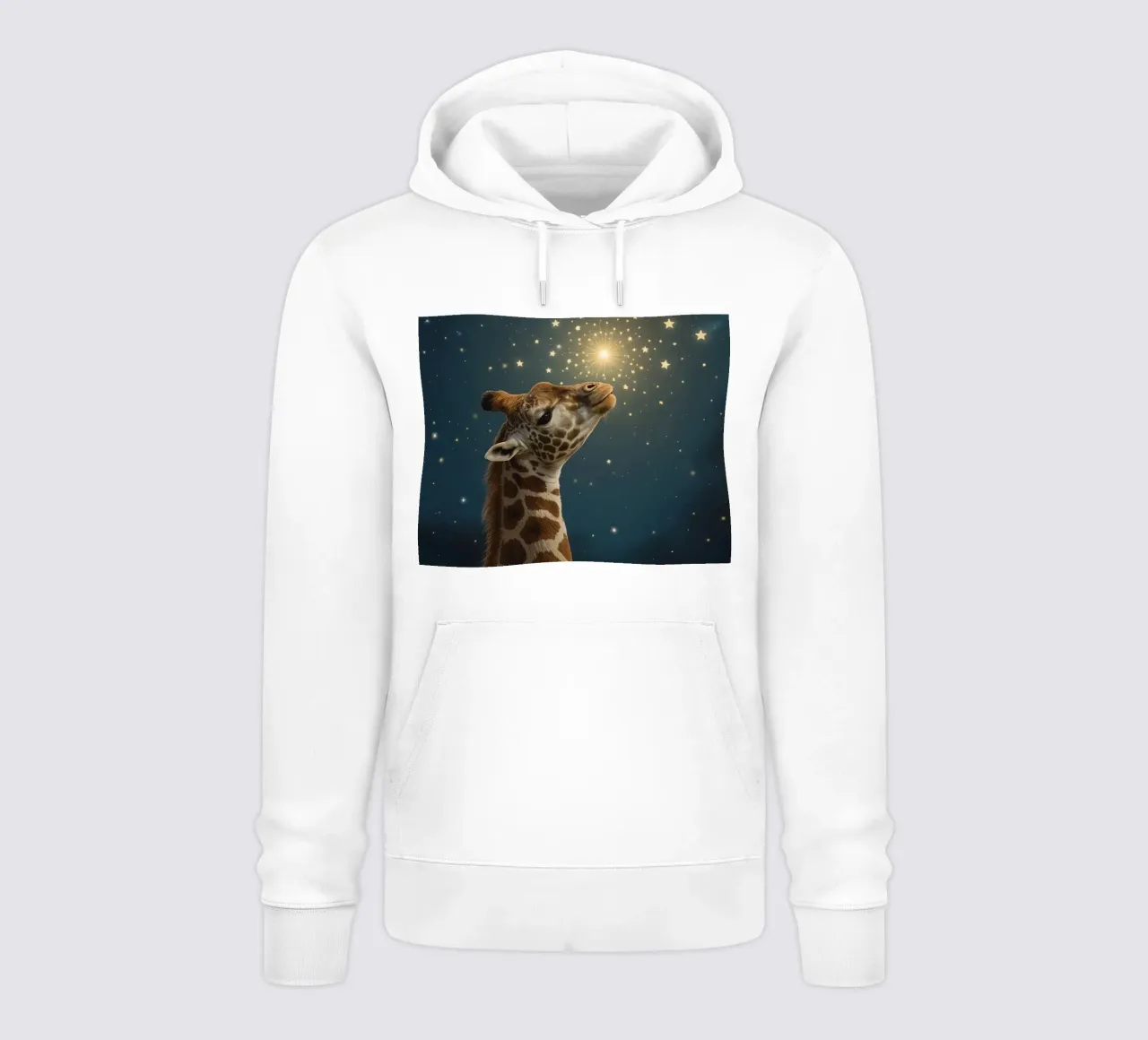 Jirafa mirando las estrellas sudadera con capucha de DesignDoodle