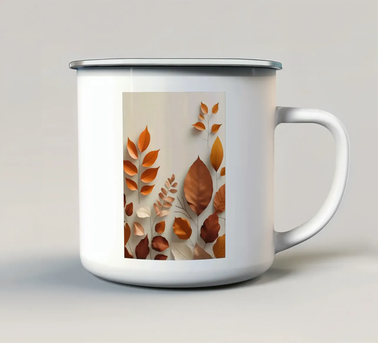 Abstract herfstblad arrangement emaille mok van Botanical Gallery