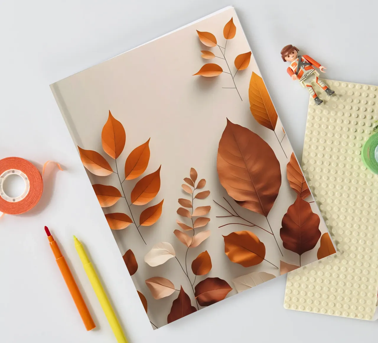 Abstract autumn leaf arrangement notebook by Botanical Gallery