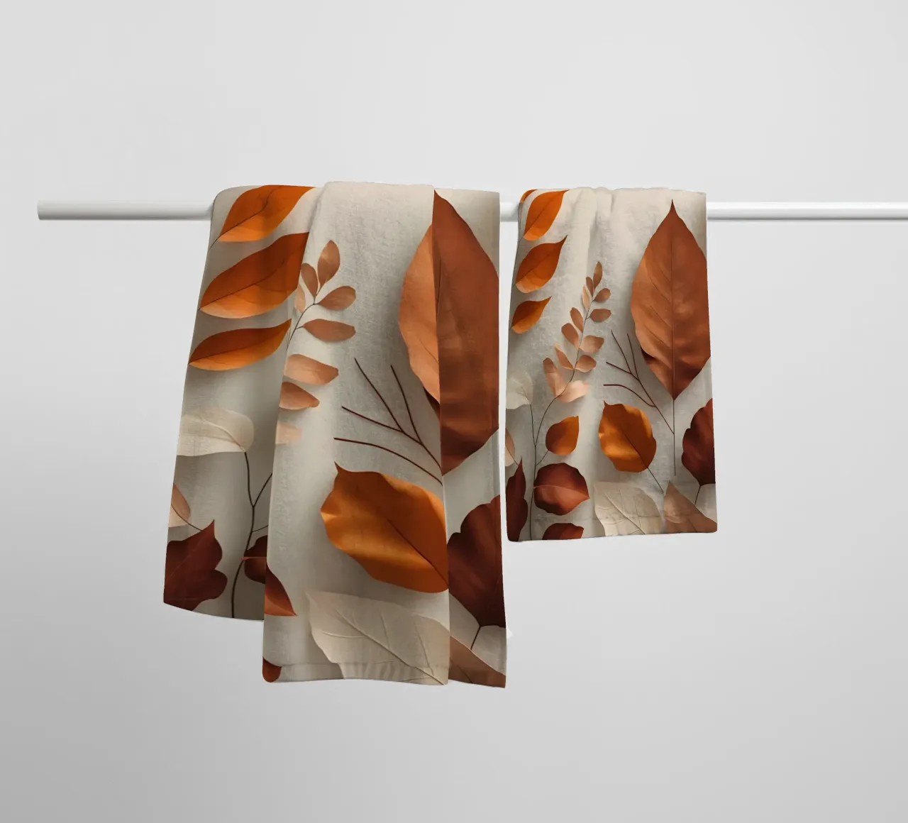 Abstract autumn leaf arrangement towel by Botanical Gallery