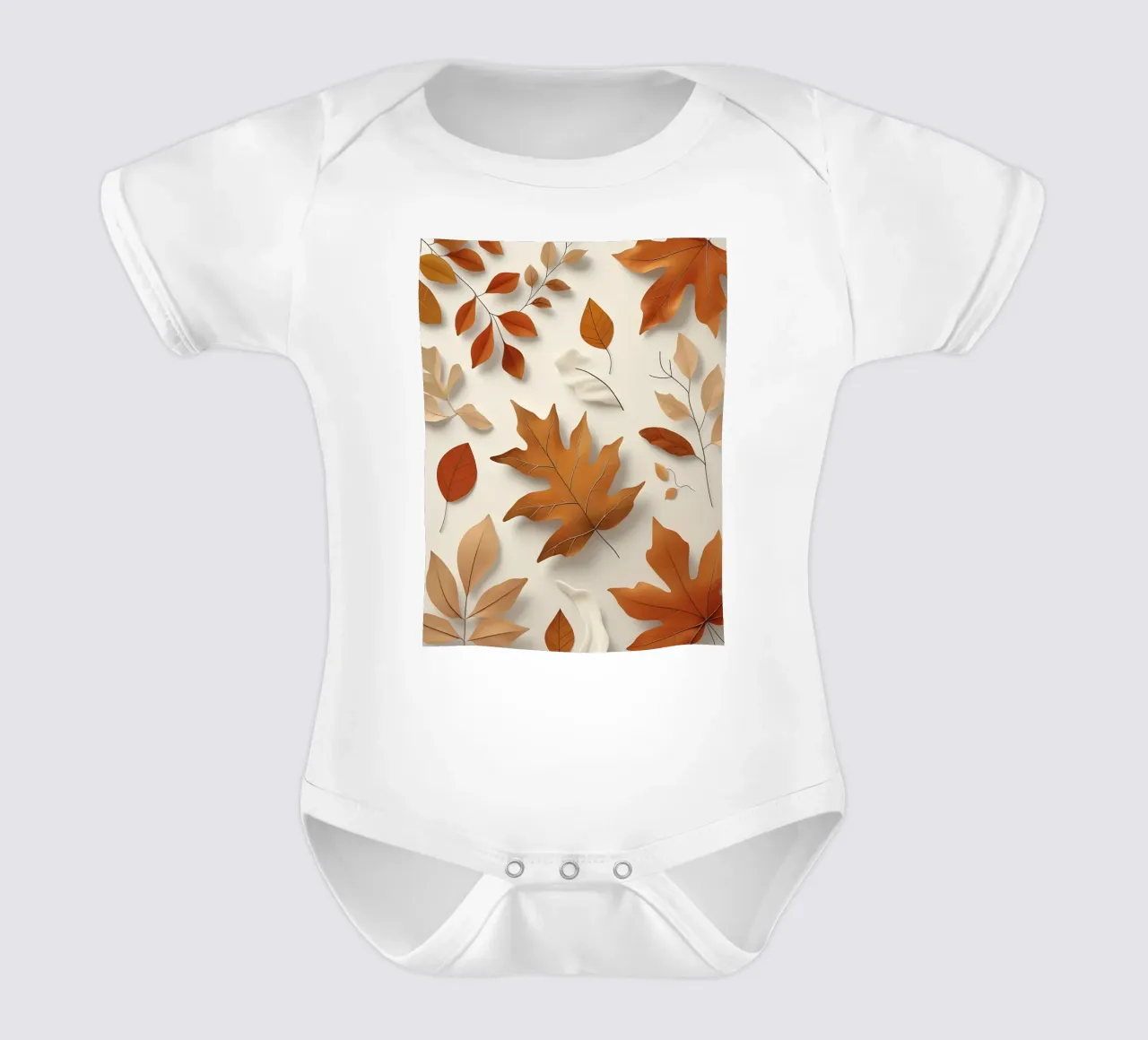 Abstract herfstblad arrangement babyrompertje korte mouwen van Botanical Gallery