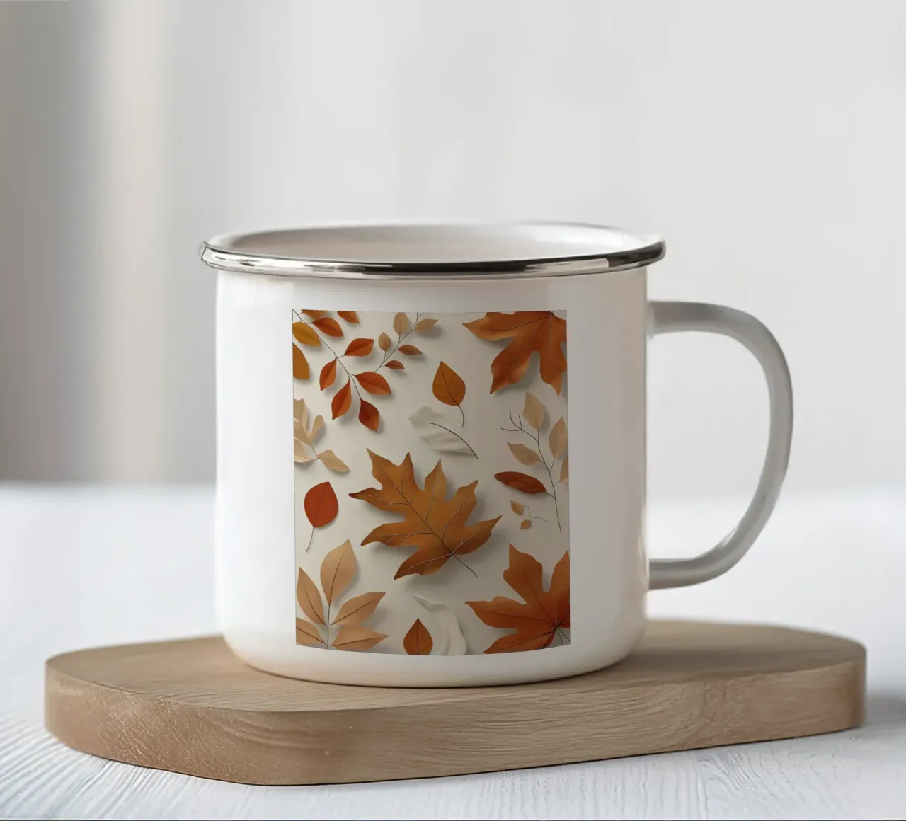 Abstract herfstblad arrangement emaille mok van Botanical Gallery