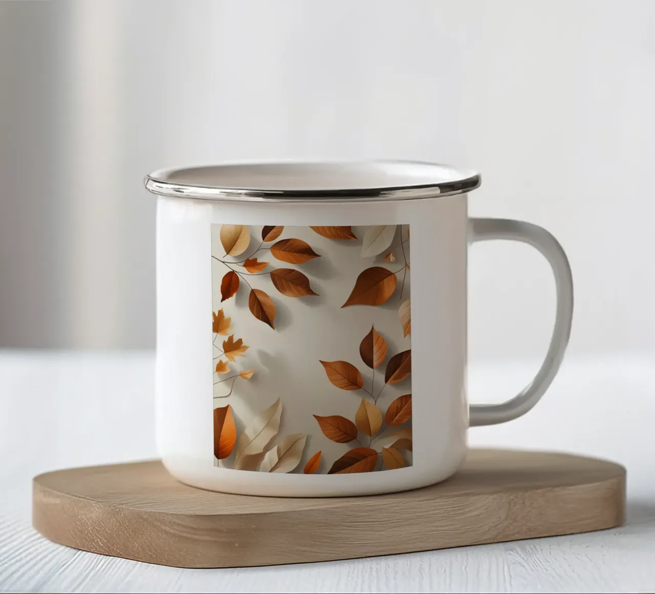 Composizione astratta di foglie autunnali tazza in smalto da Botanical Gallery