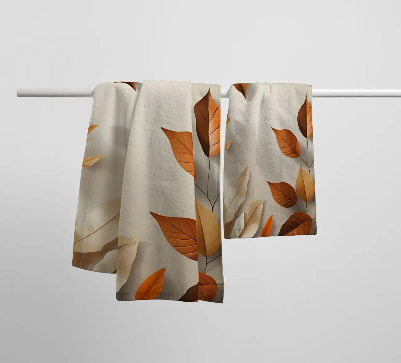 Abstract autumn leaf arrangement towel by Botanical Gallery
