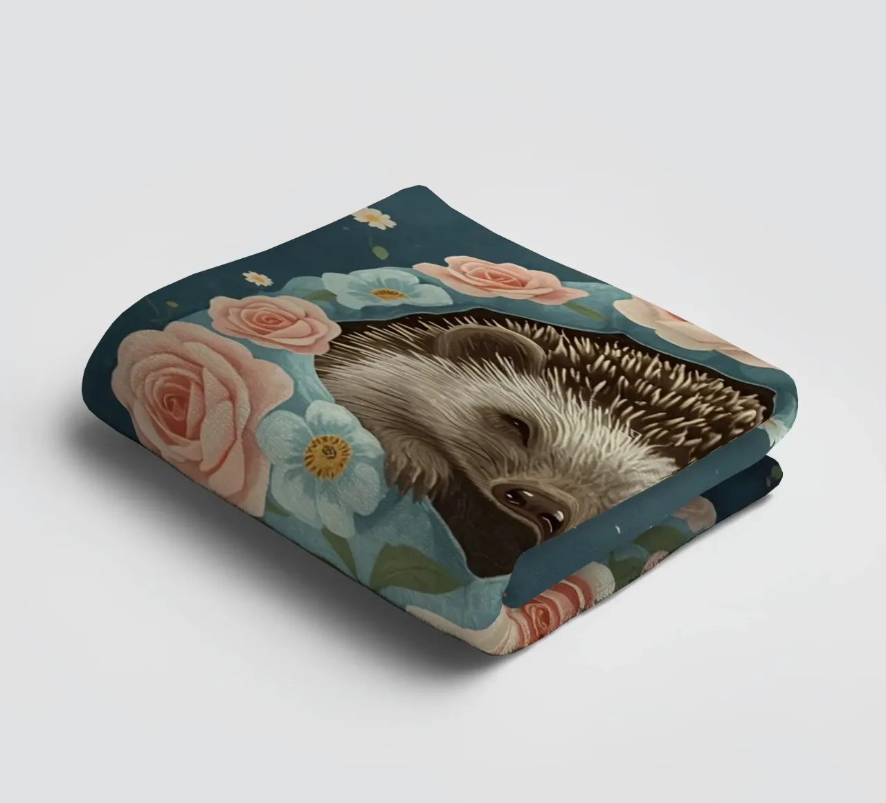 Hérisson mignon dans un cadre d'œuf floral sous la lune serviette de bain de DesignDoodle