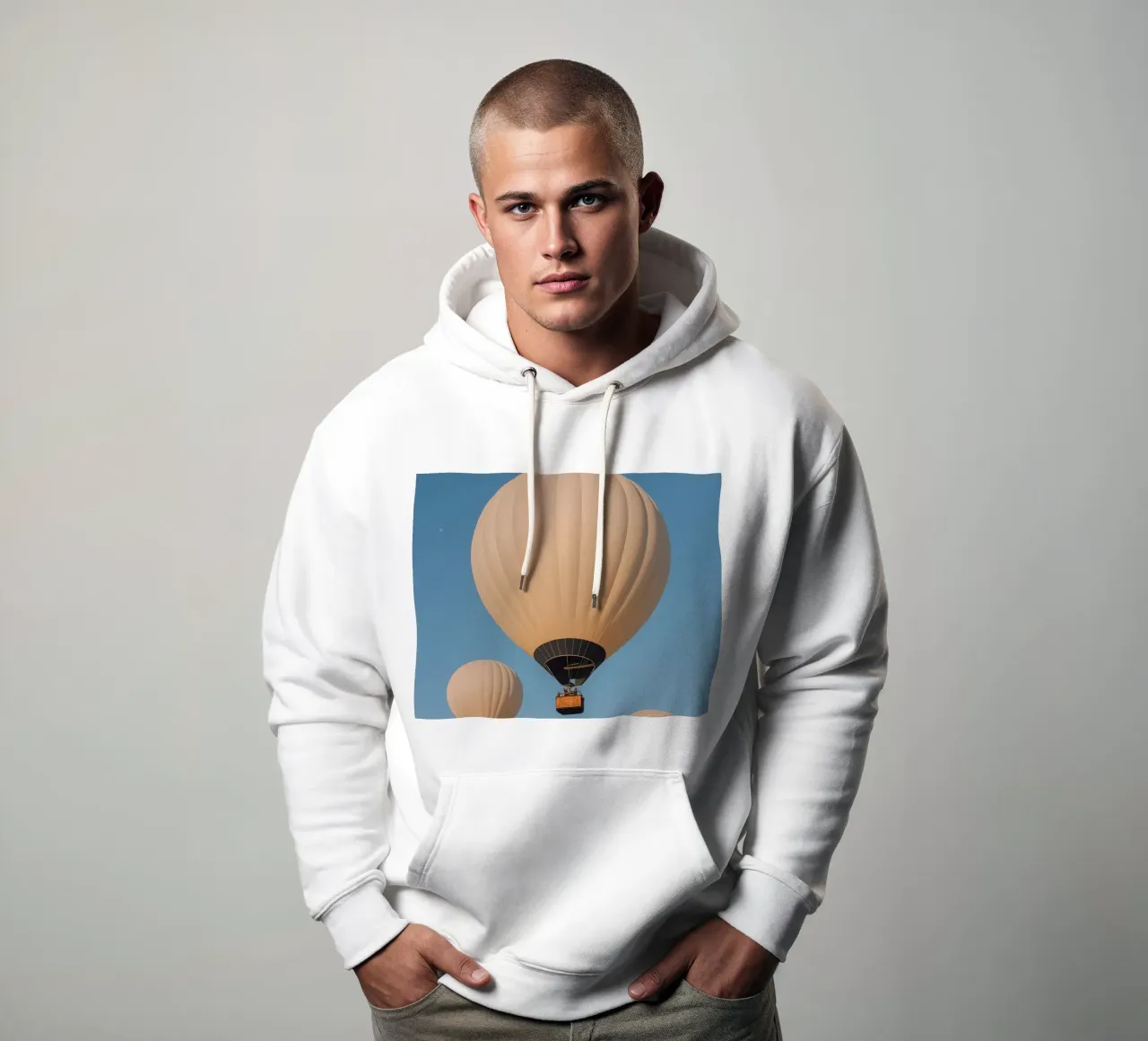 Mongolfiere in un cielo blu felpa con cappuccio da DesignDoodle