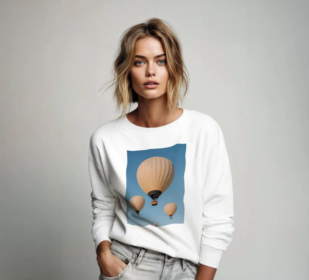 Mongolfiere in un cielo blu felpa da DesignDoodle
