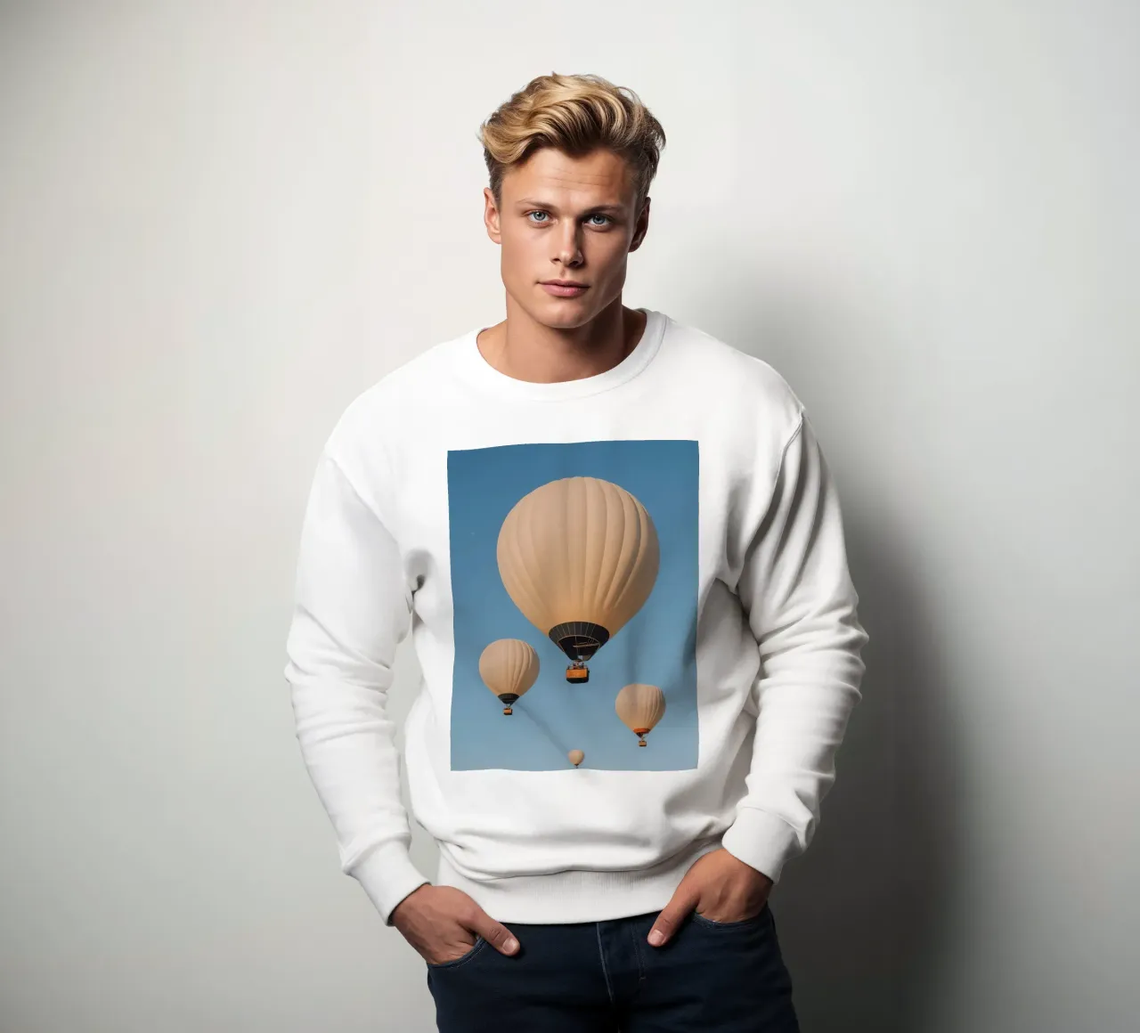 Mongolfiere in un cielo blu felpa da DesignDoodle
