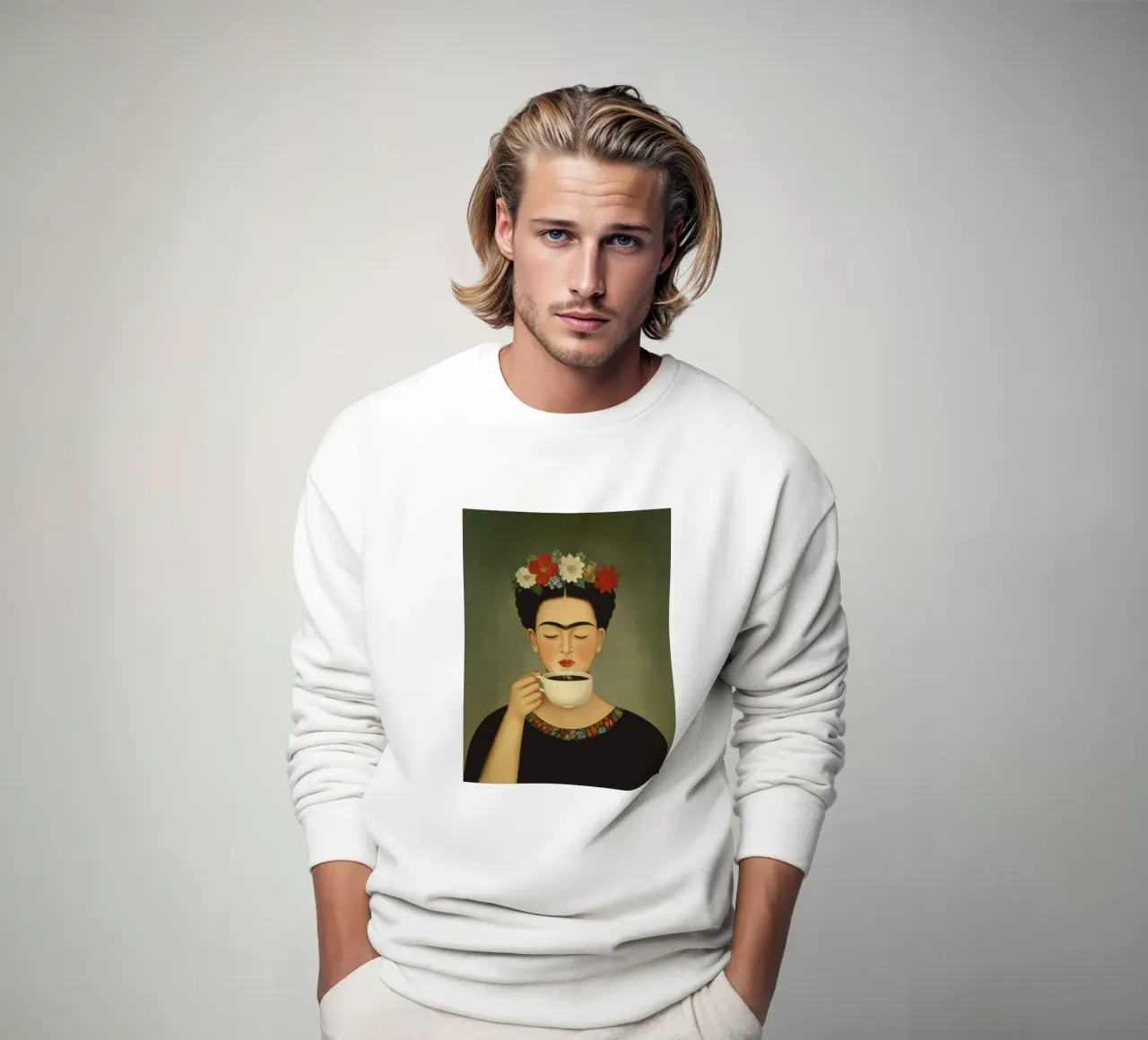Ritratto al caffè Frida Kahlo felpa da Carinaprint