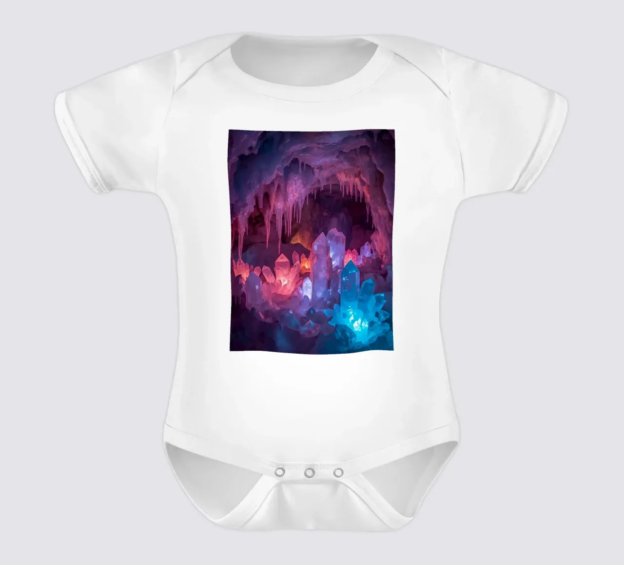 Illuminated Ice Cave with Crystal Formations short-sleeve baby romper by DesignDoodle