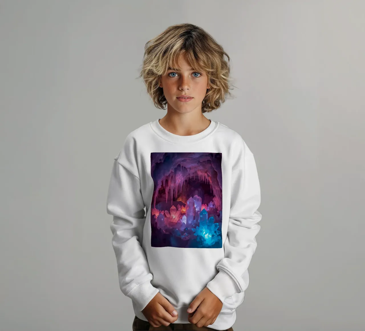 Grotta di ghiaccio illuminata con formazioni di cristallo felpa bambino da DesignDoodle