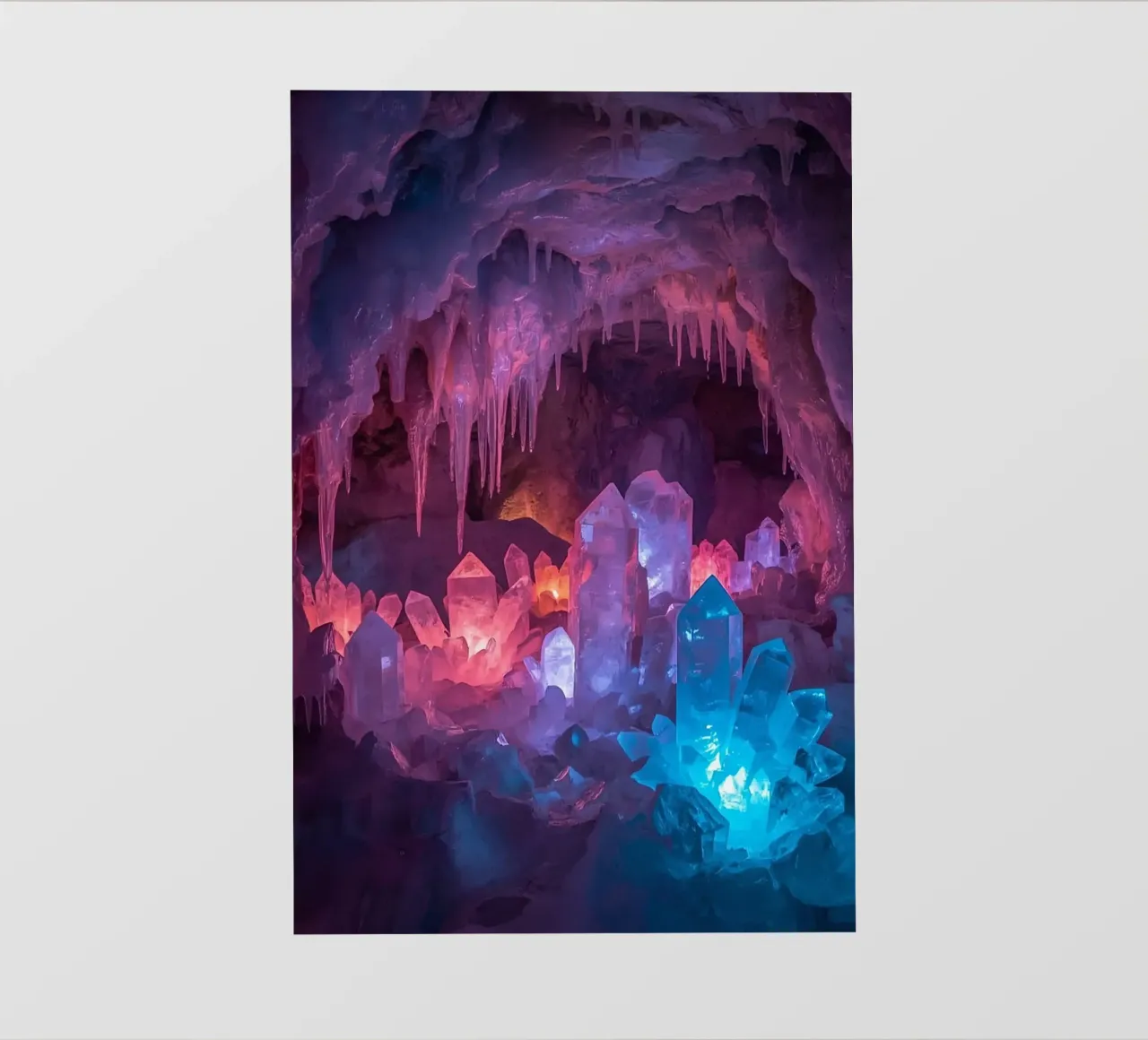 Grotta di ghiaccio illuminata con formazioni di cristallo telo in pvc da DesignDoodle