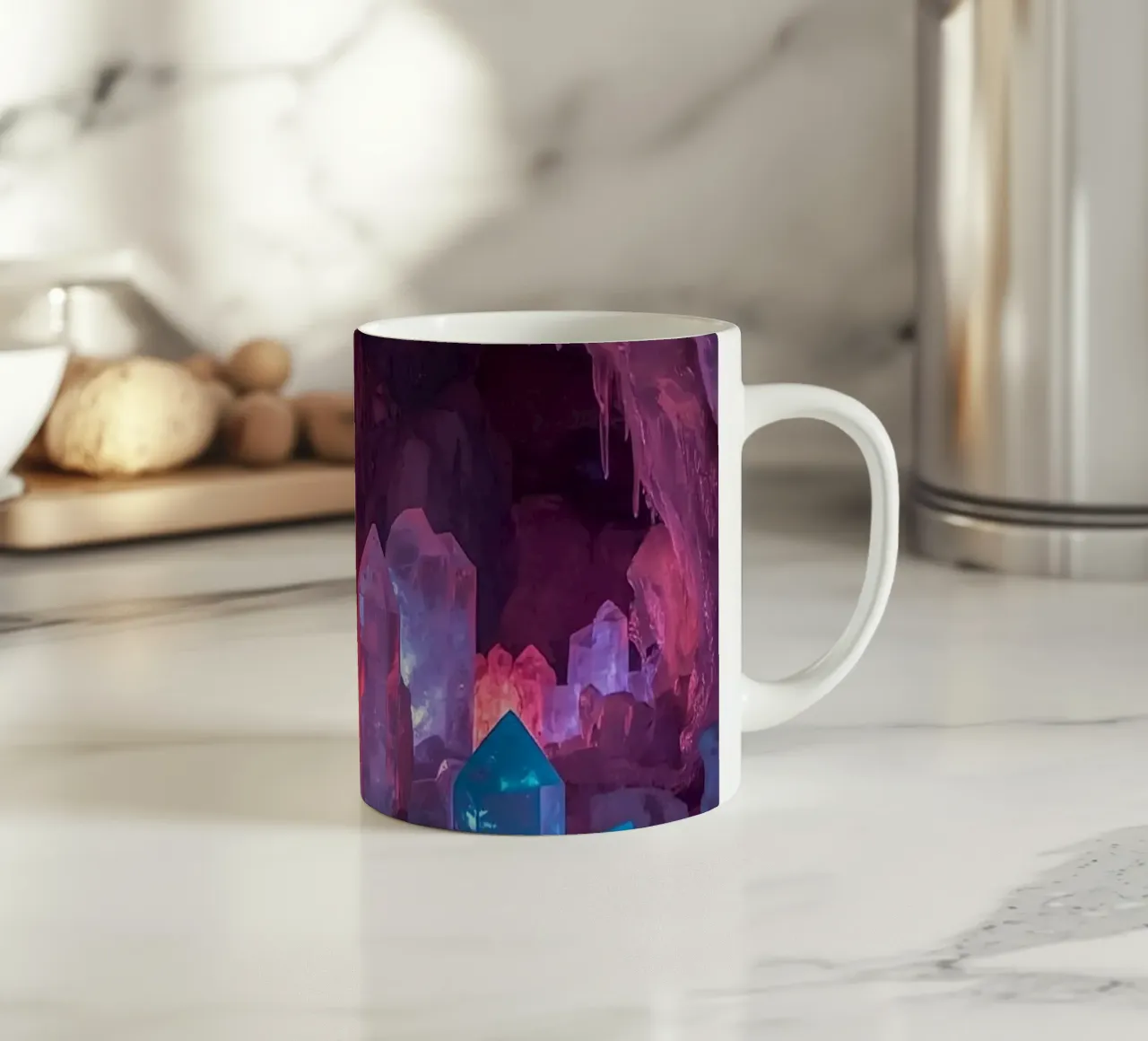 Grotta di ghiaccio illuminata con formazioni di cristallo tazza in ceramica da DesignDoodle