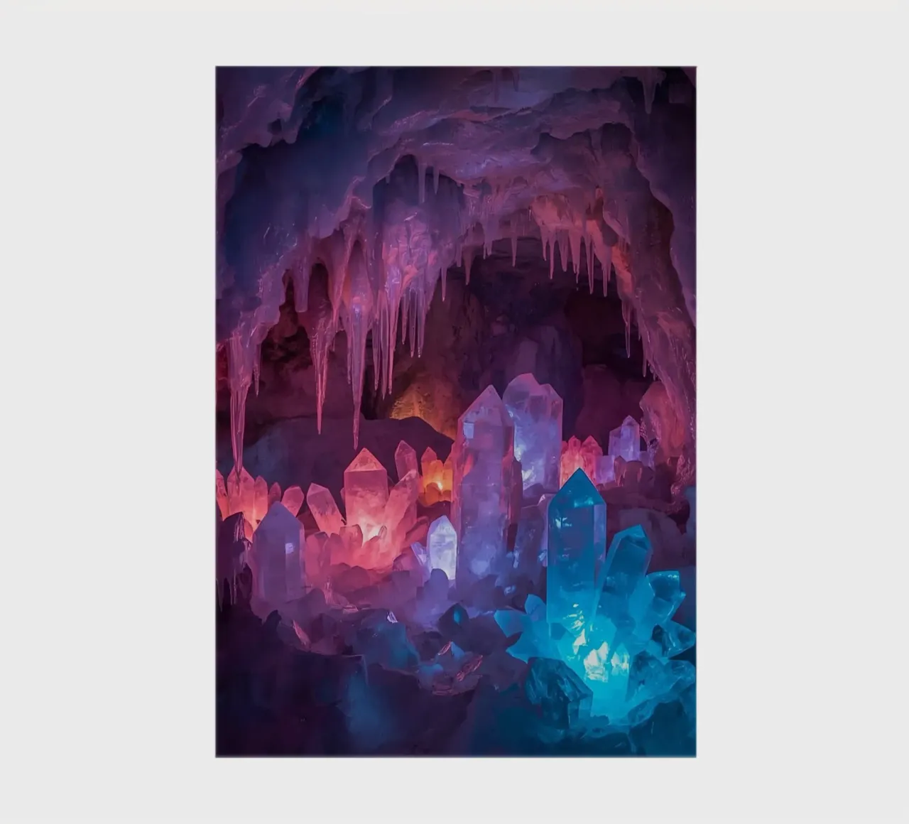 Illuminated Ice Cave with Crystal Formations notebook by DesignDoodle