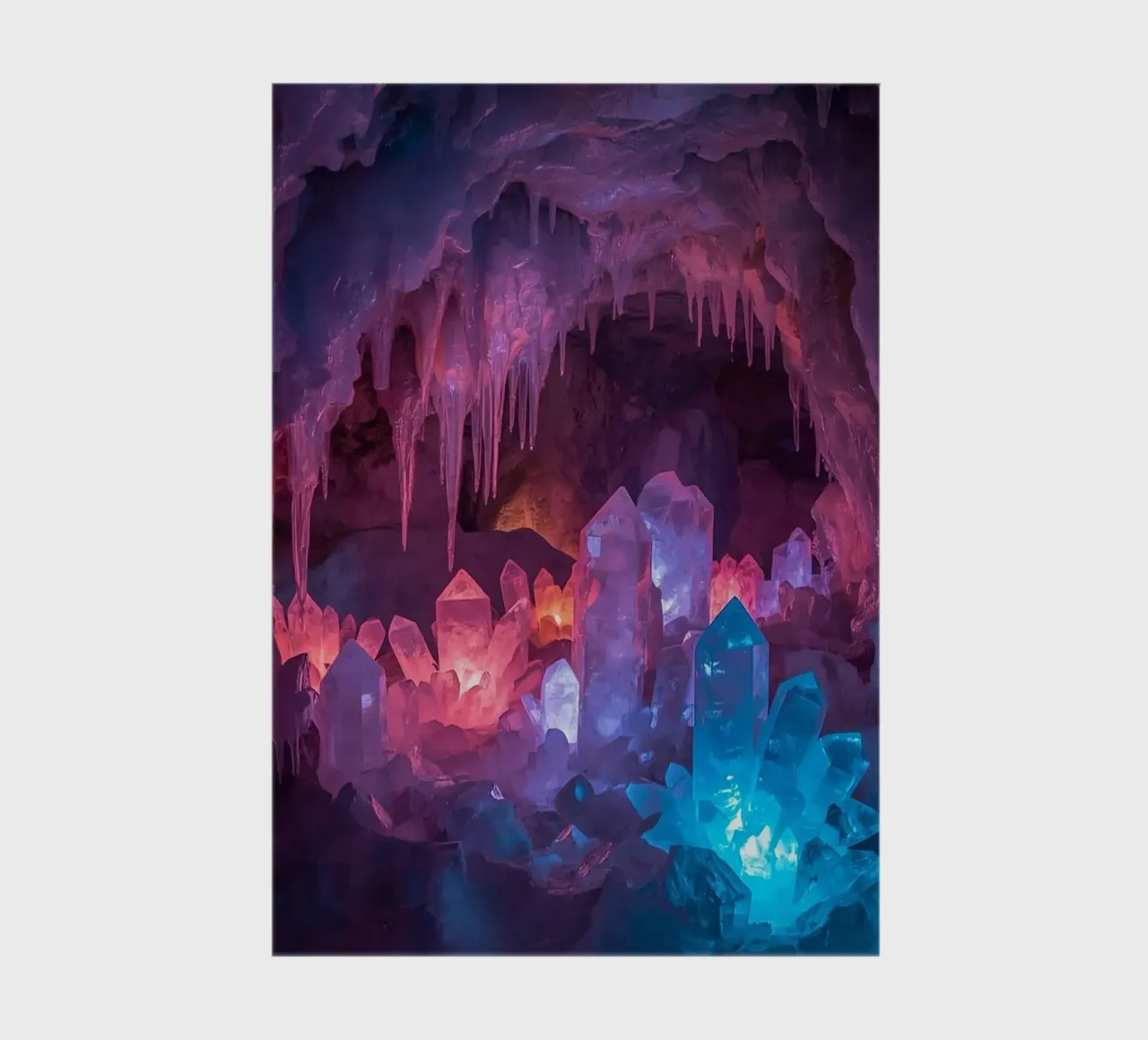Illuminated Ice Cave with Crystal Formations notebook by DesignDoodle