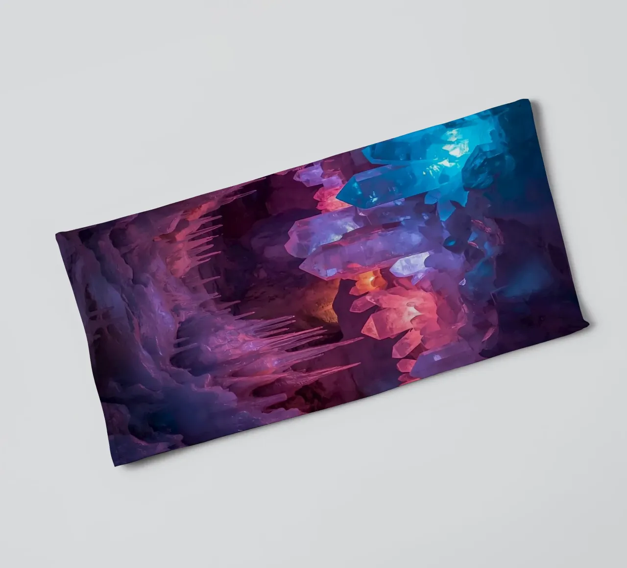 Illuminated Ice Cave with Crystal Formations towel by DesignDoodle