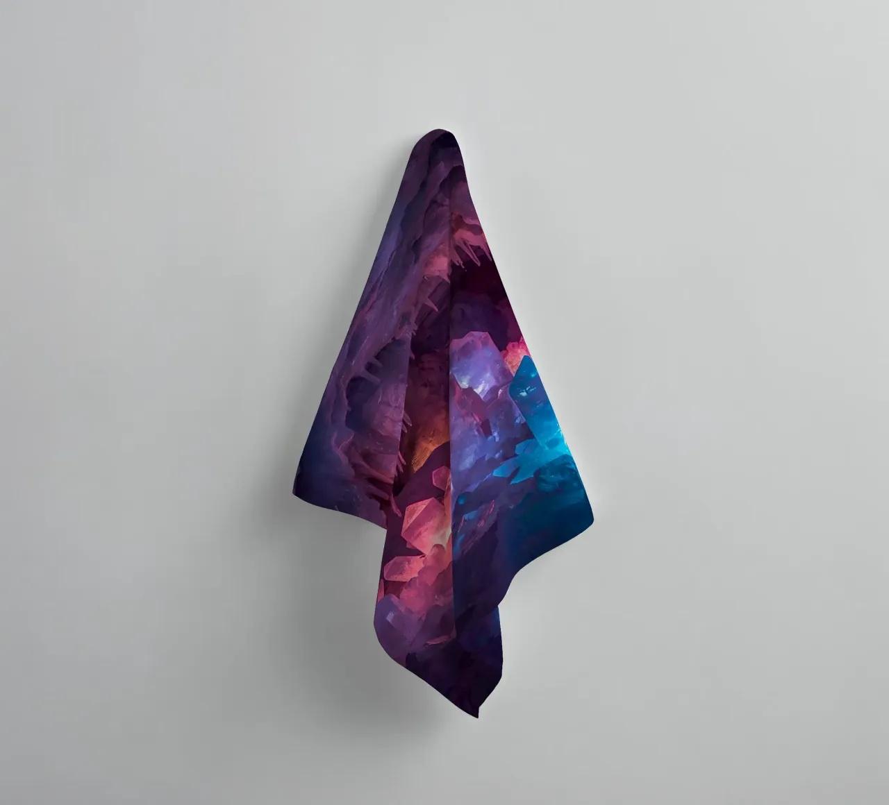 Illuminated Ice Cave with Crystal Formations towel by DesignDoodle