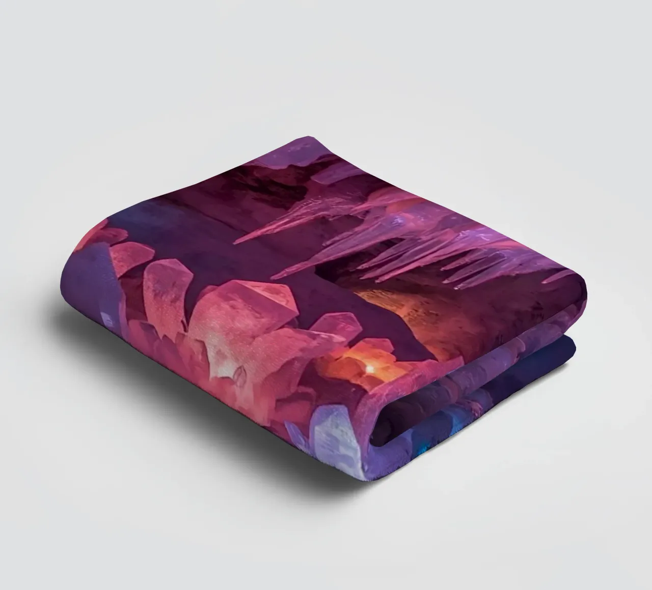 Illuminated Ice Cave with Crystal Formations towel by DesignDoodle