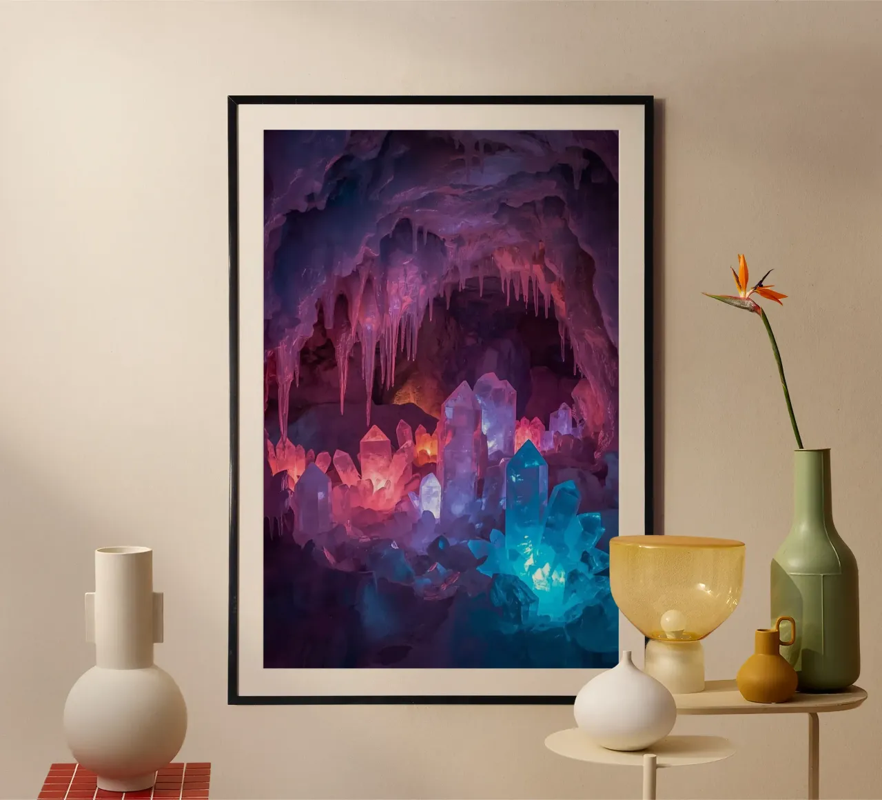 Illuminated Ice Cave with Crystal Formations hahnemühle by DesignDoodle
