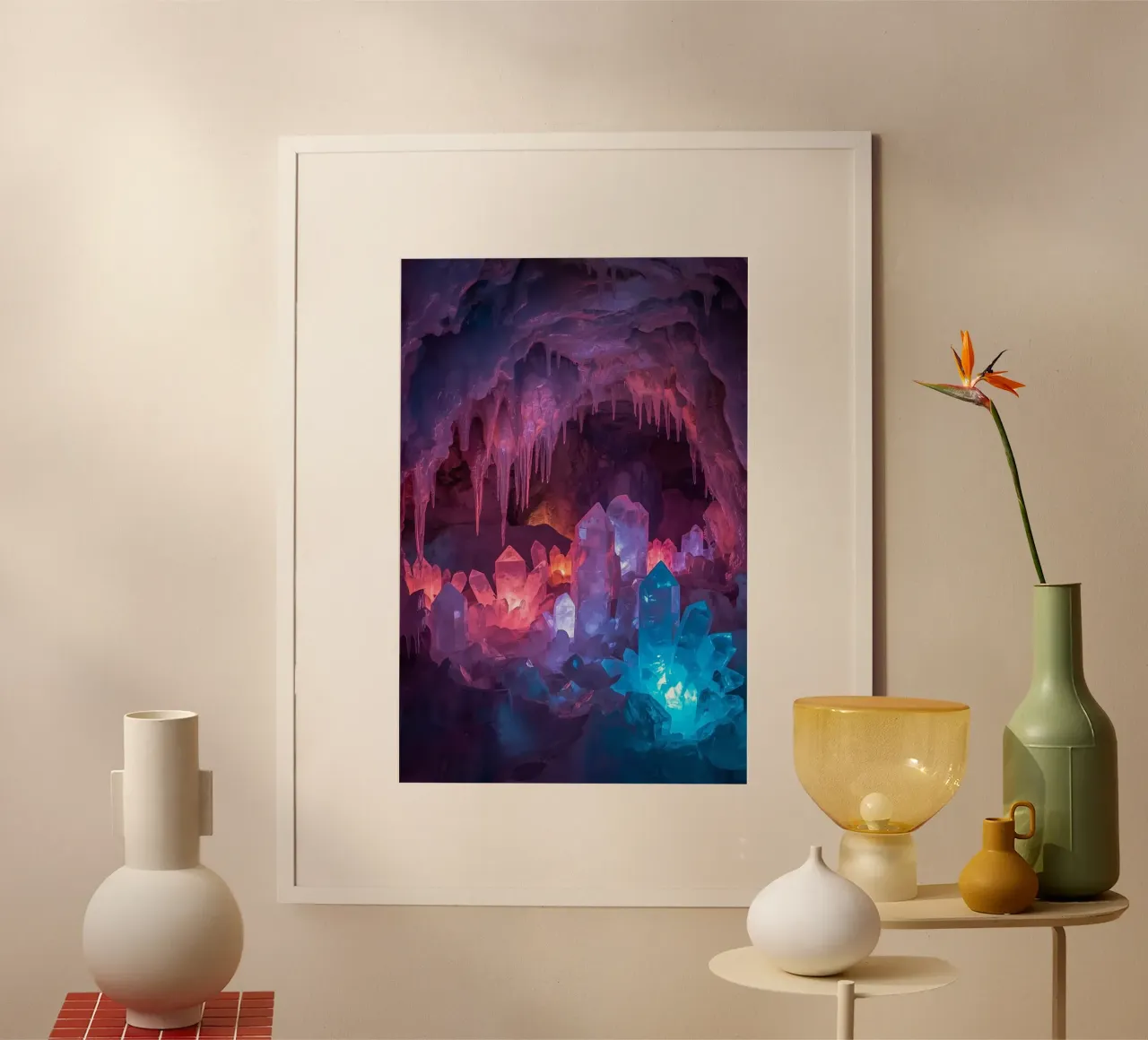 Illuminated Ice Cave with Crystal Formations hahnemühle by DesignDoodle