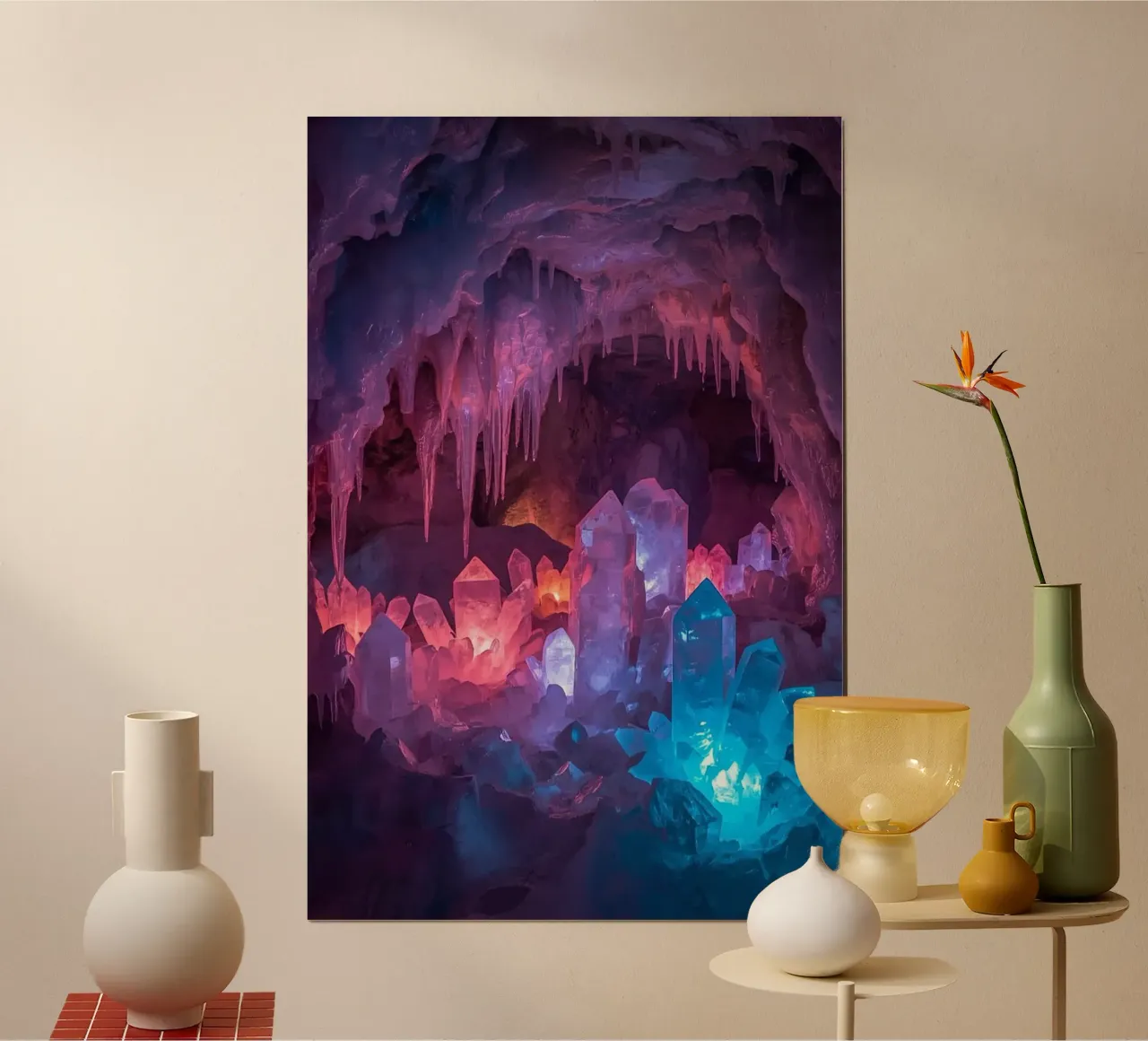 Illuminated Ice Cave with Crystal Formations hahnemühle by DesignDoodle