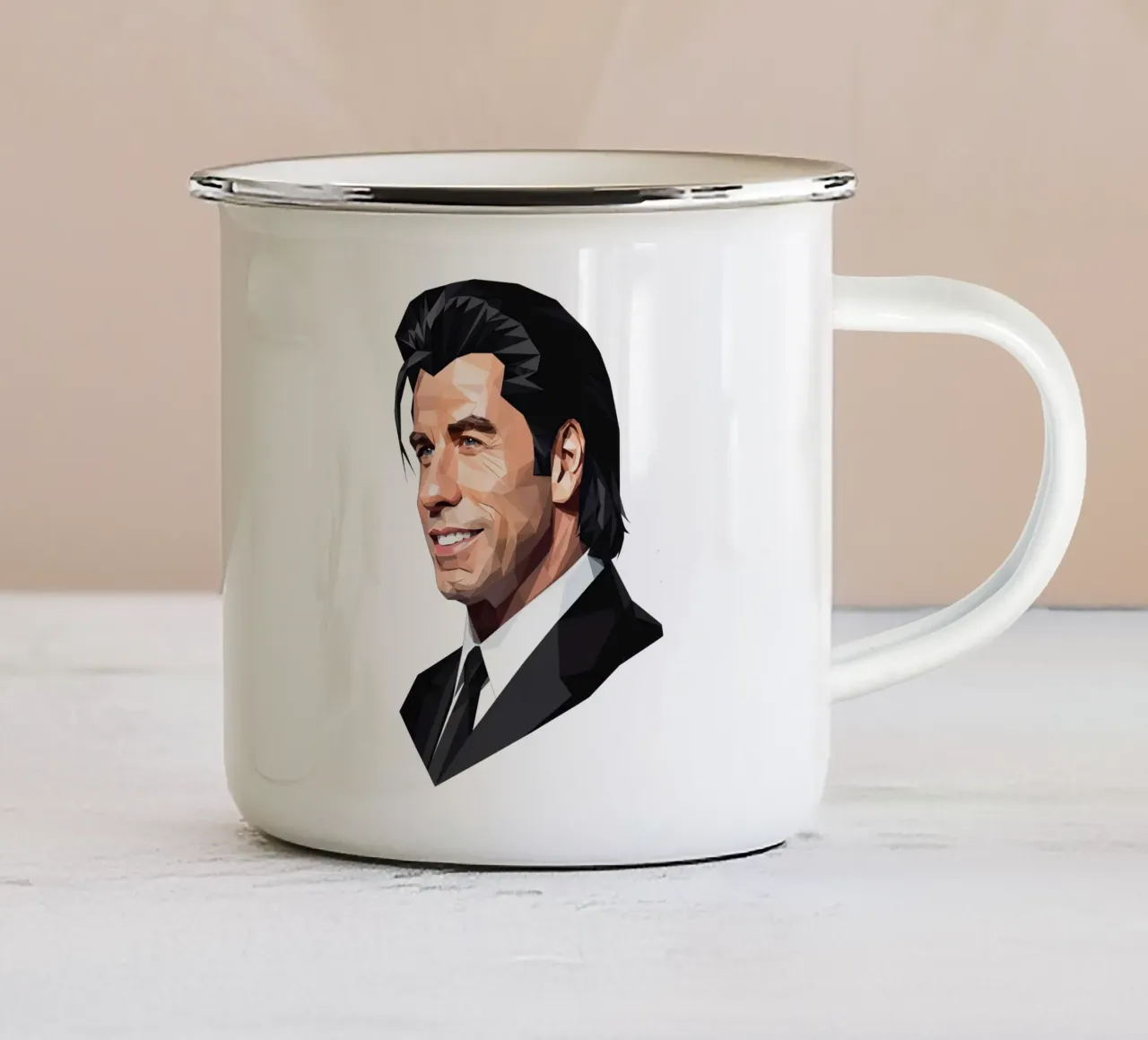 John Travolta Lowpoly tazza in smalto da Low Profile