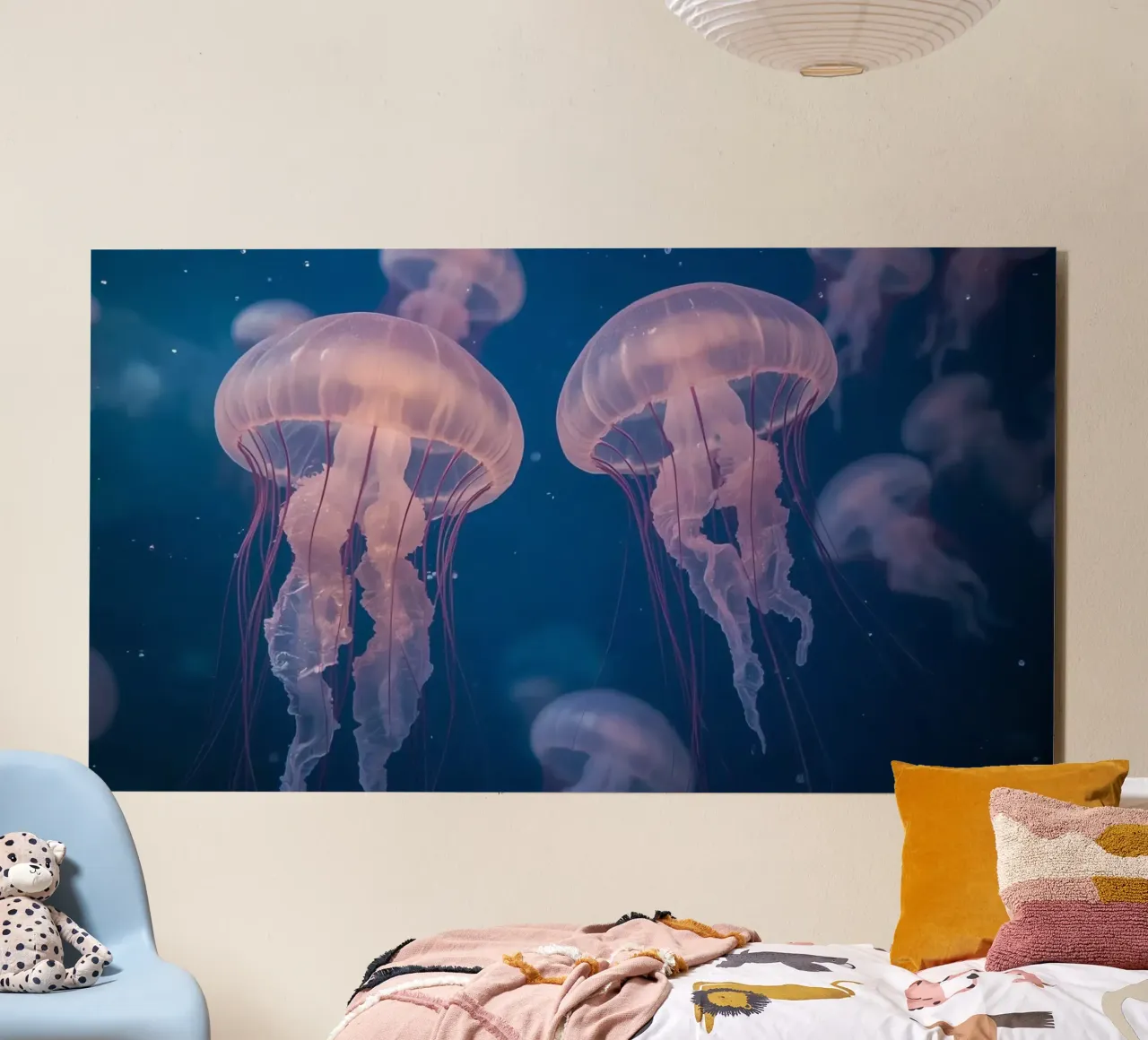 Meduse in acqua blu alluminio dibond da DesignDoodle