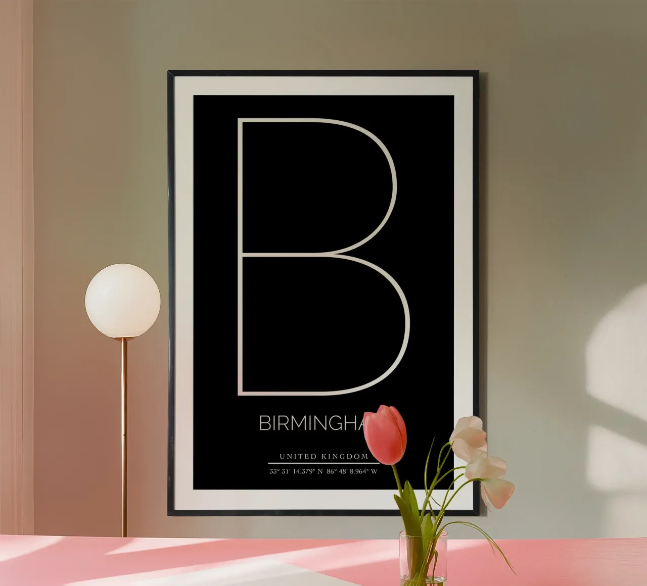 BIRMINGHAM - black poster con telaio in legno da CityLights