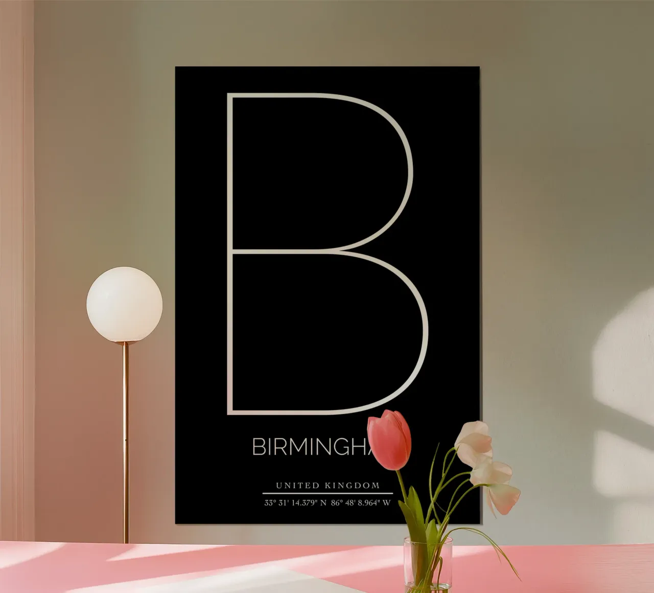 BIRMINGHAM - black poster con telaio in legno da CityLights