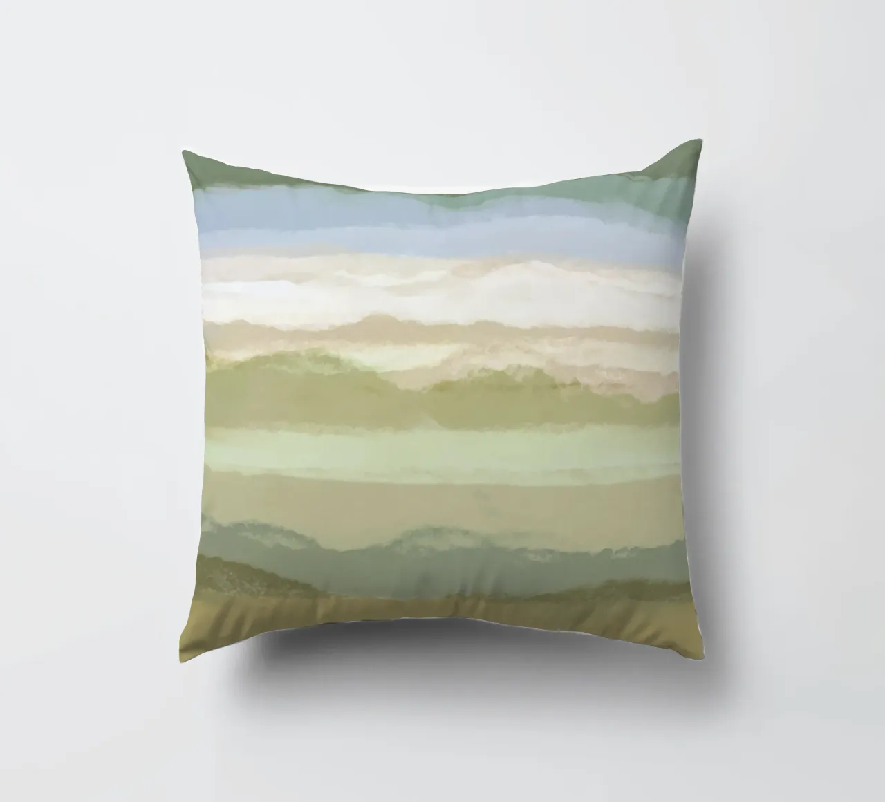 Strips 9 | Minimal Green Landscape Pastel Abstract decorative cushion by sabidussi