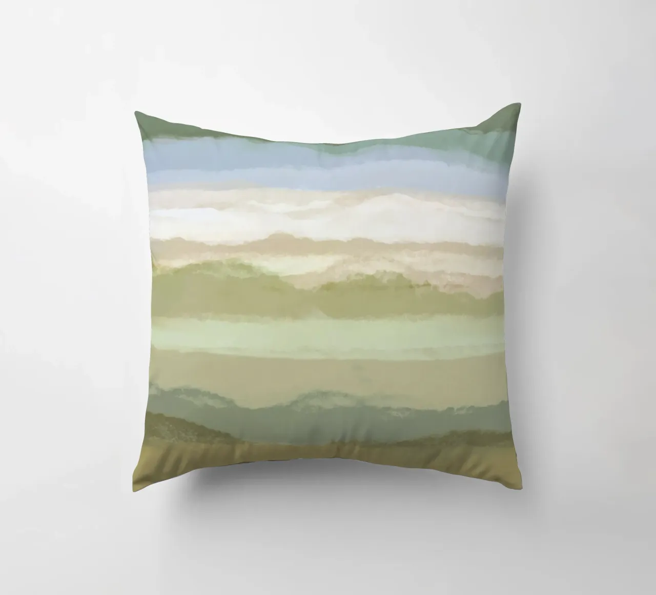 Strips 9 | Minimal Green Landscape Pastel Abstract decorative cushion by sabidussi