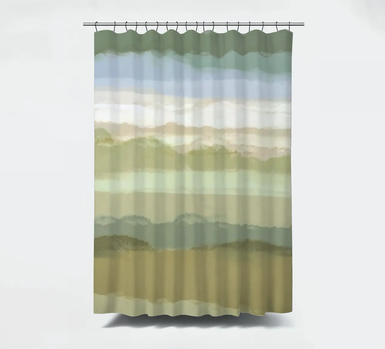Strips 9 | Minimal Green Landscape Pastel Abstract shower curtain by sabidussi