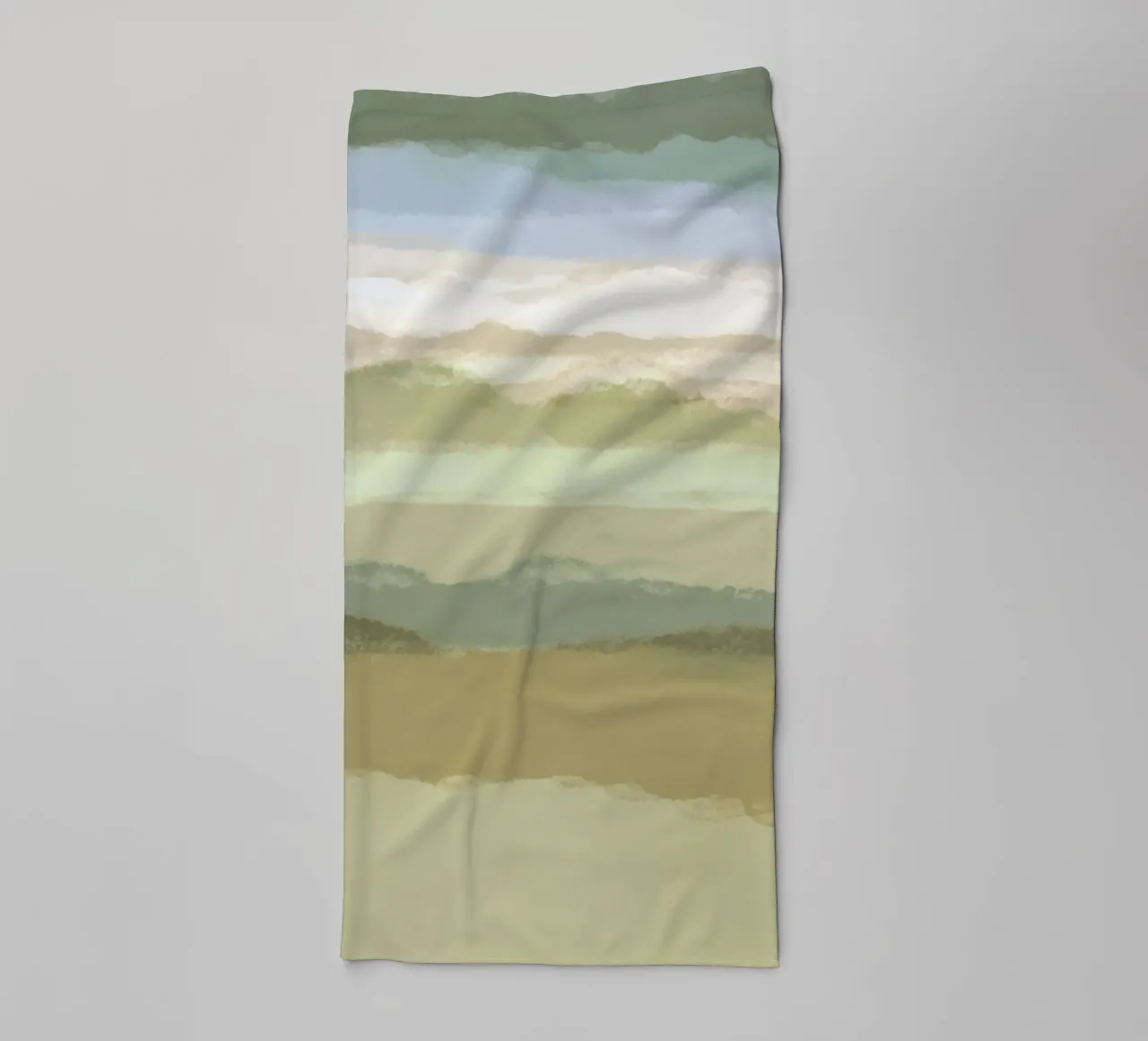 Strips 9 | Minimal Green Landscape Pastel Abstract towel by sabidussi