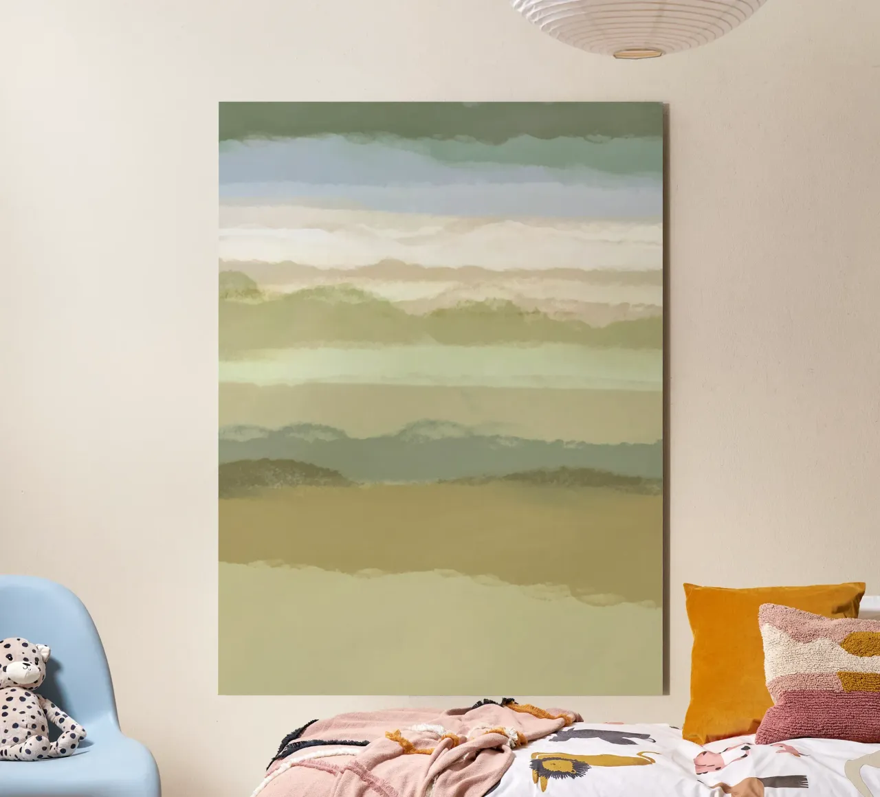 Strips 9 | Minimal Green Landscape Pastel Abstract alluminio dibond da sabidussi