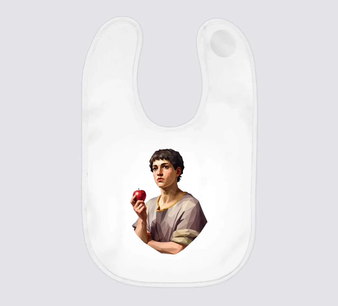 Junger Mann mit einem Apfel Lowpoly Babylätzchen von Low Profile