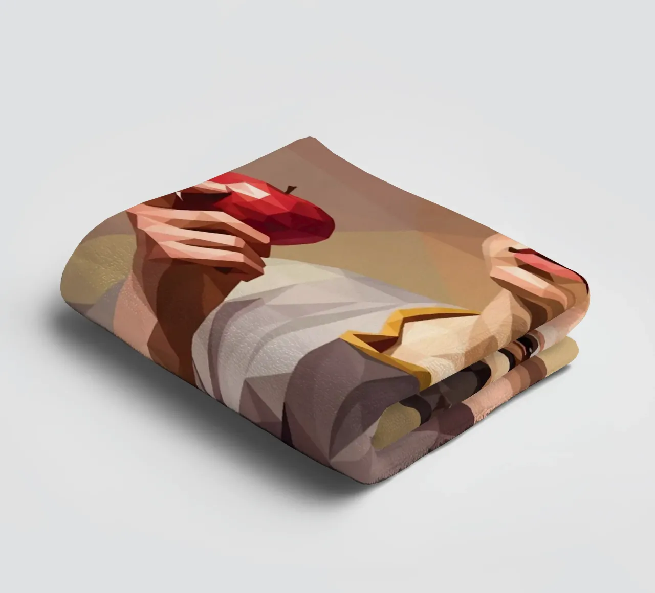 Junger Mann mit einem Apfel Lowpoly Handtuch von Low Profile