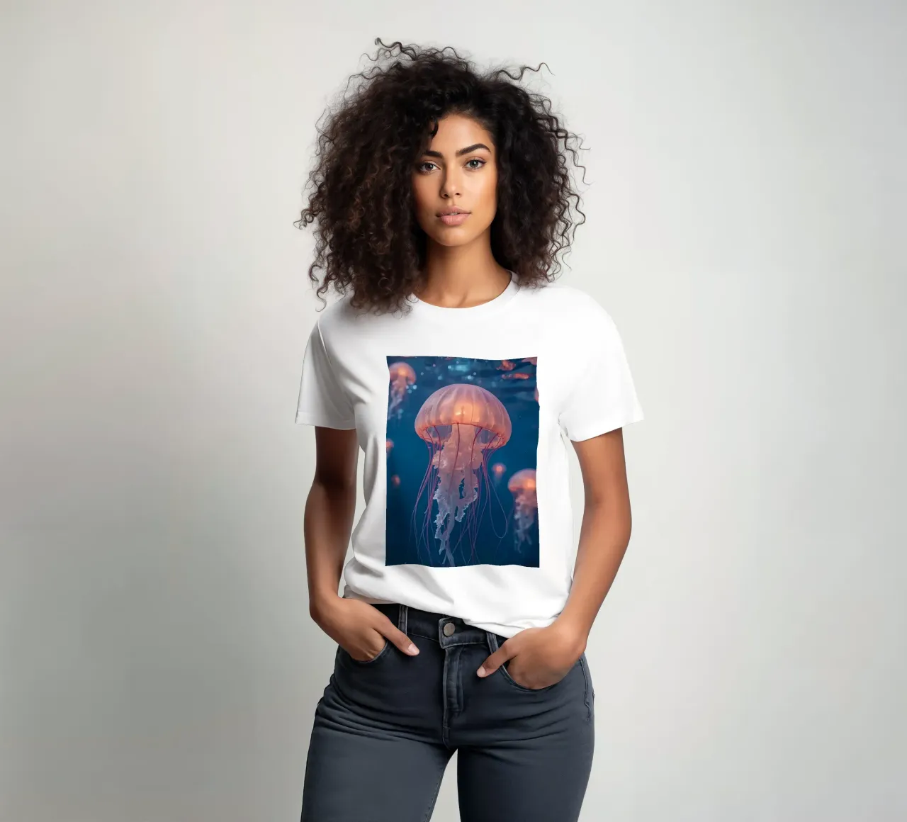 Meduse in acqua blu scuro t-shirt da DesignDoodle