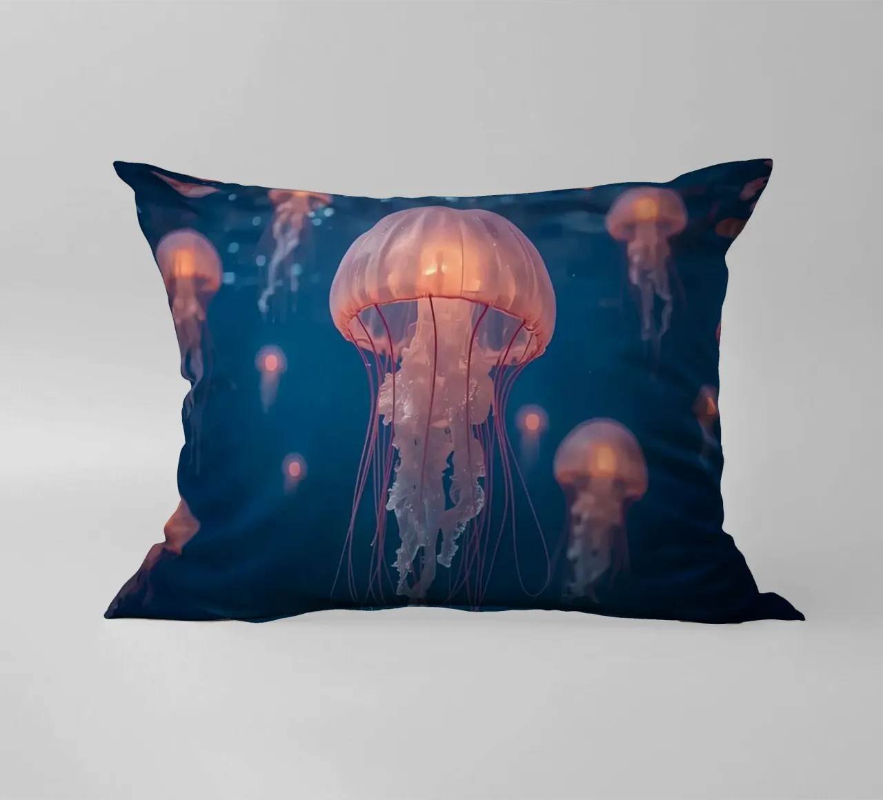 Meduse in acqua blu scuro cuscino da DesignDoodle