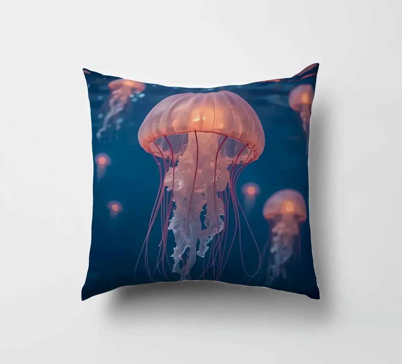 Meduse in acqua blu scuro cuscino da DesignDoodle