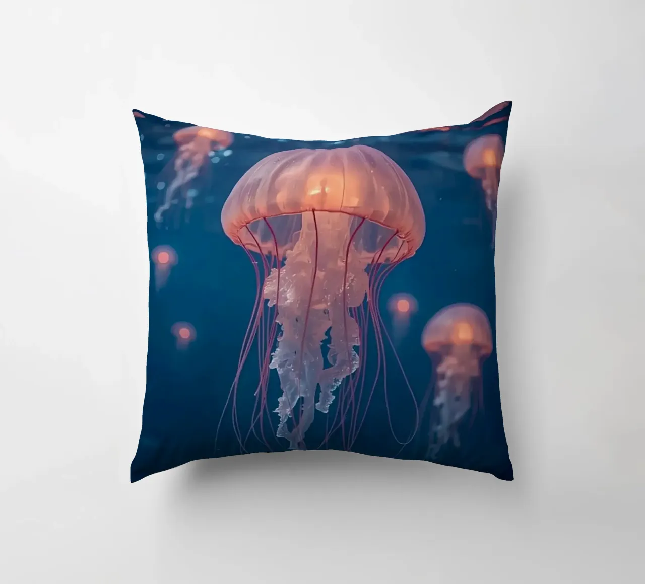 Meduse in acqua blu scuro cuscino da DesignDoodle
