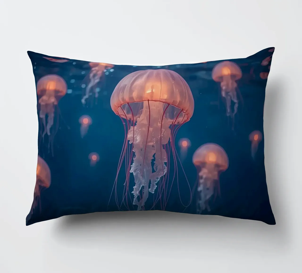 Meduse in acqua blu scuro cuscino da DesignDoodle