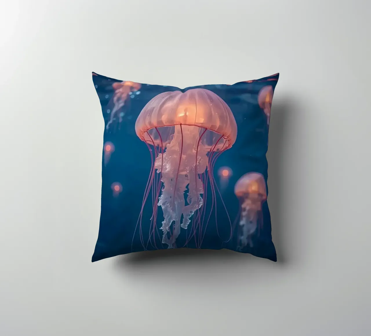 Meduse in acqua blu scuro cuscino da DesignDoodle