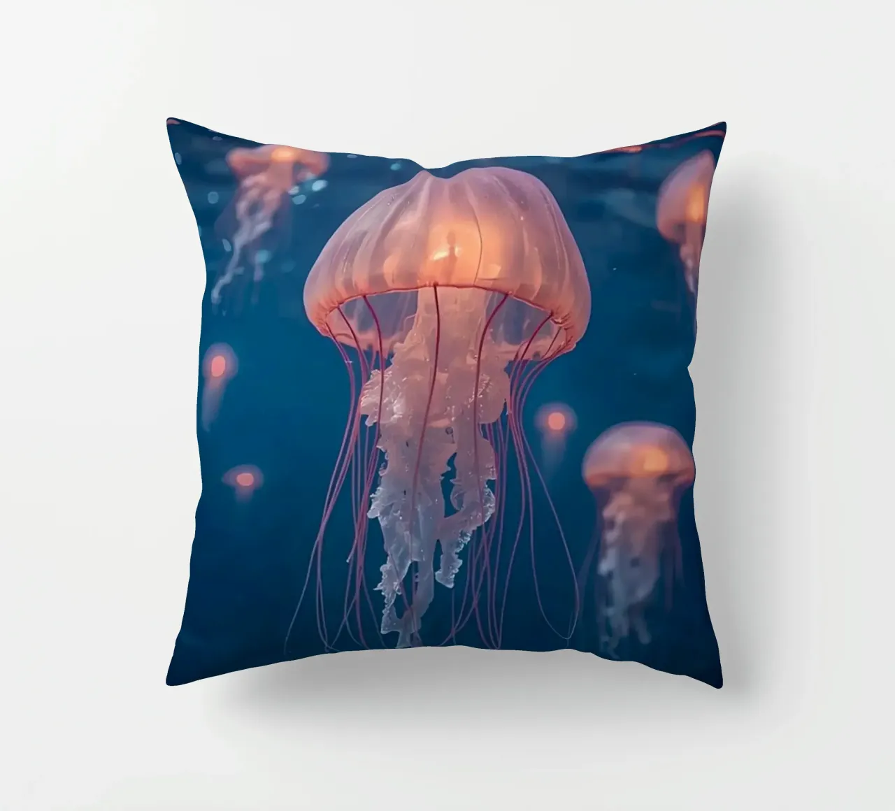Meduse in acqua blu scuro cuscino da DesignDoodle